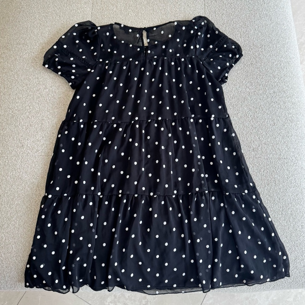 Blu Pepper Black Polka Dot Tiered Babydoll Dress – Size Small - Picture 4 of 7